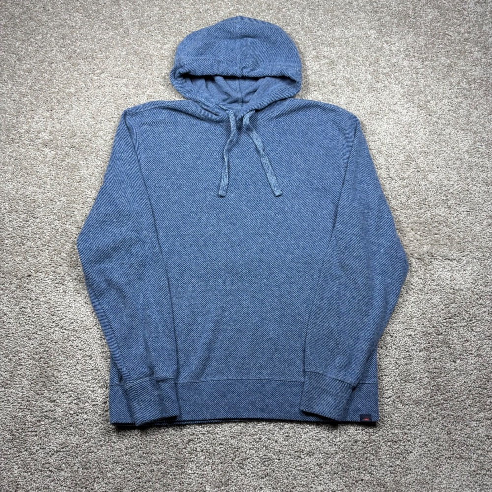 Faherty Legend Sweater Hoodie Mens Small Blue Ribbed Knit MKC0101 Organic Cotton